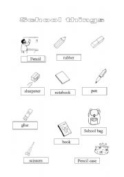 English Worksheet: sachool things