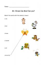 English worksheet: Mr Brown Can Moo. Can You?