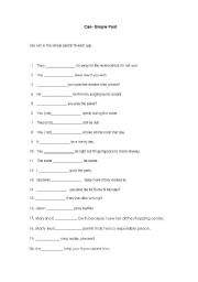 English worksheet: Can inthe simple past