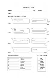 English worksheet: Practice written test for beginners