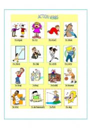 English Worksheet: Action verbs