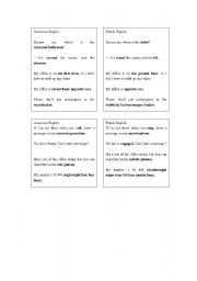 English Worksheet: American English vs. British English