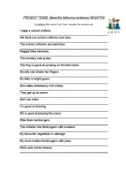 English worksheet: Present Tense - Negation