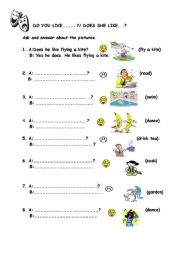 English Worksheet: like/dislike worksheet