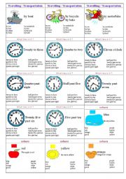 English Worksheet: family cards page 12 - transport, time, colours
