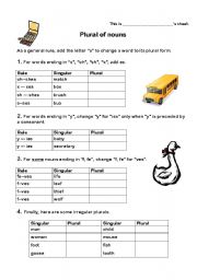 English Worksheet: Plural of nouns