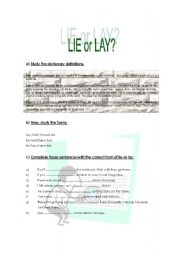 English Worksheet: Lie or Lay