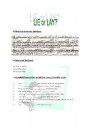 English worksheet: Lie or Lay