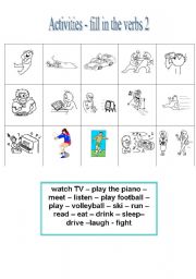 English worksheet: Activities Flashcards 2 Fill in exercise