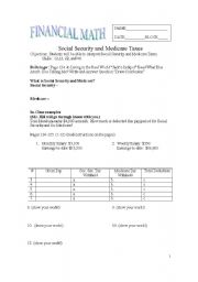 English worksheet: Social Security Tax