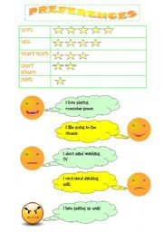 English worksheet: PREFERENCES