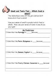 English Worksheet: Smell and taste test