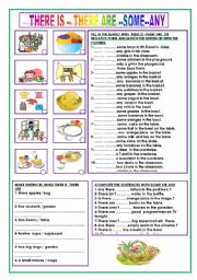 English Worksheet: THERE IS -- THERE ARE -- SOME --ANY