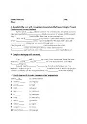English Worksheet: Present  Tenses