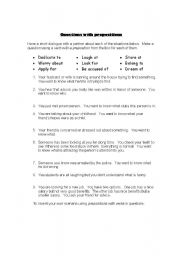 English Worksheet: Making questions using verbs with prepositions