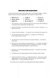 English worksheet: Making questions using verbs with prepositions