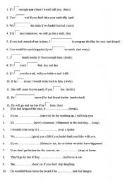 English Worksheet: conditionals 0 1 2 3
