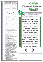 English Worksheet: Fun Sheet Theme: Space