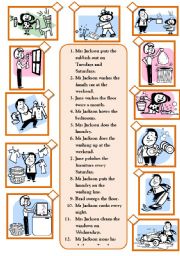 English Worksheet: The Jacksons Routine + B&W Version