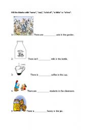 English Worksheet: some,any,a little, a few and a lot of