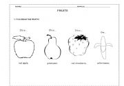 English worksheet: Fruits