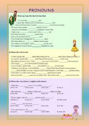 English Worksheet: Pronouns (subject, object and adjective)