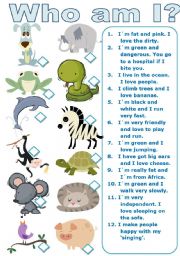 English Worksheet: Guess the Animal + B&W Version