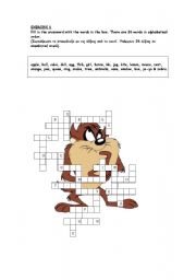 English worksheet: crossword of words beginning with  A to Z