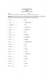 English Worksheet: word part test