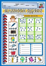 English Worksheet: CLASSROOM OBJECTS