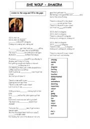 English Worksheet: She Wolf - Shakira