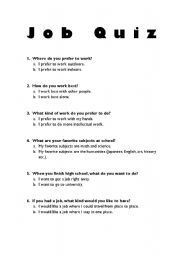 English worksheet: job quiz