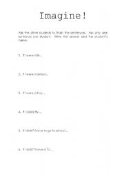 English worksheet: Imagine if!