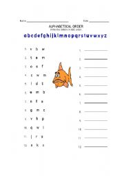 English worksheet: Alphabetical order