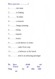 English Worksheet: have you ever?