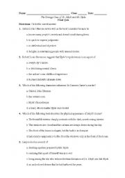 English Worksheet: Dr. Jekyll and Mr. Hyde Final Comprehension Quiz