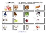 English worksheet: animal parts