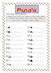 English Worksheet: Plurals