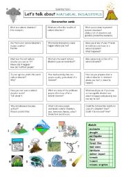 English Worksheet: Lets talk about NATURAL DISASTERS