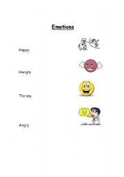 English Worksheet: Emotions Match Up
