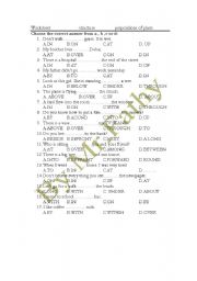 English Worksheet: prepositions of place