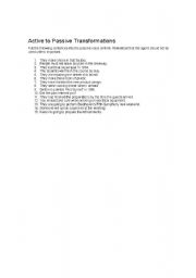 English worksheet: Active to passive