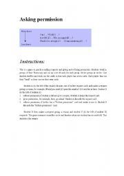 English Worksheet: making requests and giving and refusing permission