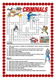 English Worksheet: Criminals - crossword