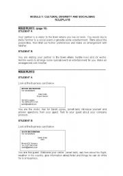 English worksheet: PAIRWORK/ROLEPLAYS