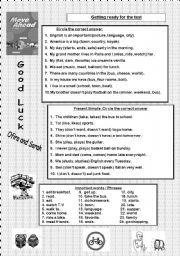 English worksheet: vocabulary and present simple