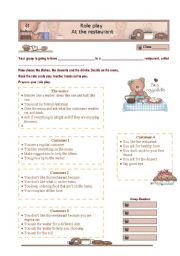 English Worksheet: Role play at the restaurant