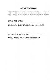 English worksheet: cryptogram