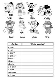 English Worksheet: Clothes and colours (2 pages)
