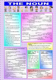 English Worksheet: THE NOUN - Common, Proper & Collective Nouns - ((elementary/intermediate)) - students get to practise their nouns with ((7 exercises & 47 sentences complete)) - ((B&W VERSION INCLUDED))